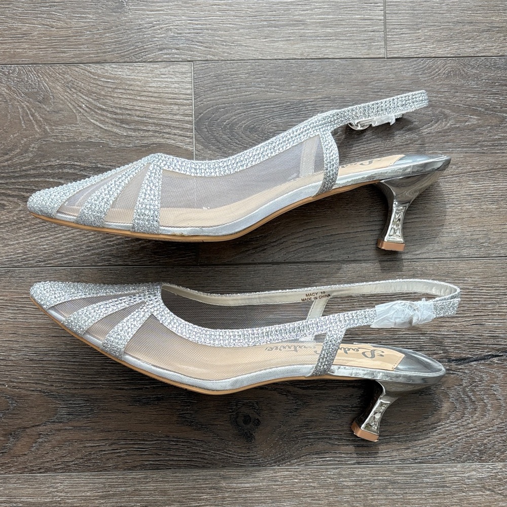 Elegant Silver Slingback Heels by Lady Couture